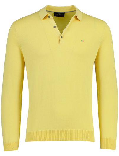 Portofino Gele polo Portofino 3 knoops lange mouw