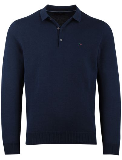 Portofino Navy polo Portofino 3 knoops lange mouw