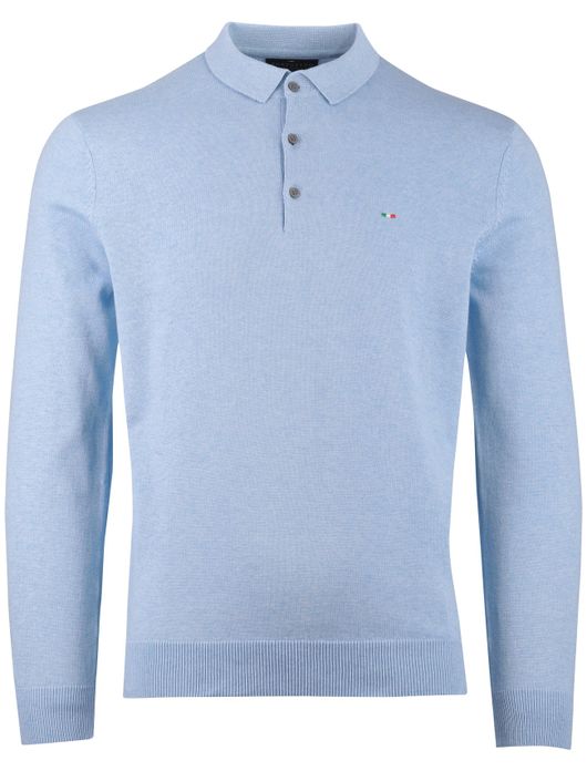 Portofino trui gemêleerd kraag lichtblauw katoen