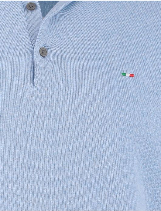 Portofino trui gemêleerd kraag lichtblauw katoen