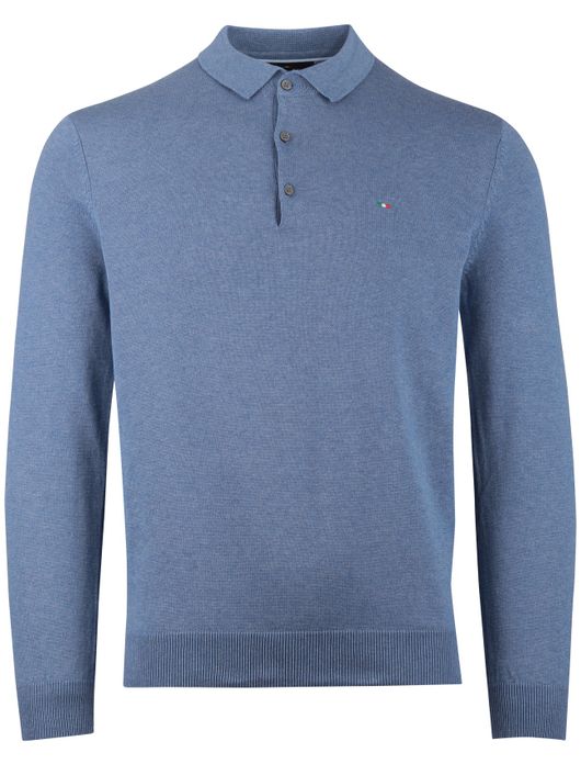 Portofino trui gemêleerd kraag blauw katoen