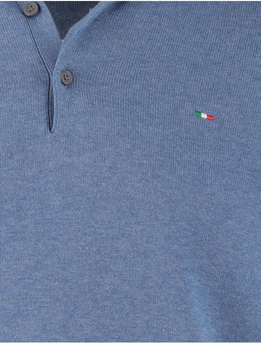 Portofino trui gemêleerd kraag blauw katoen