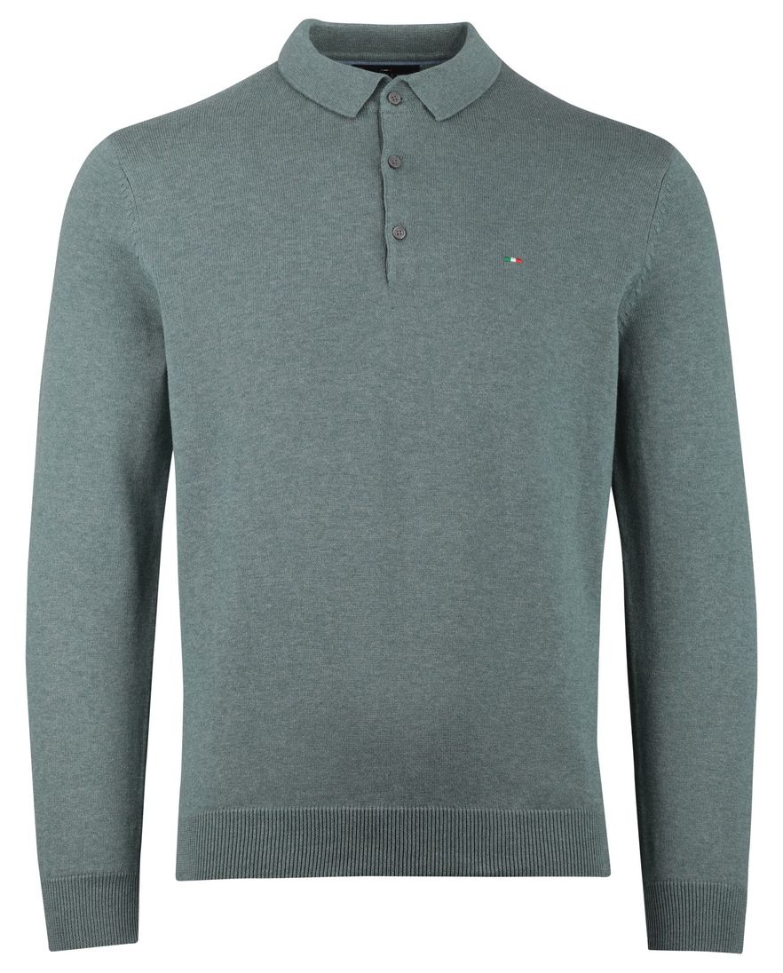 Portofino 3 knoops sluiting trui gemêleerd groen