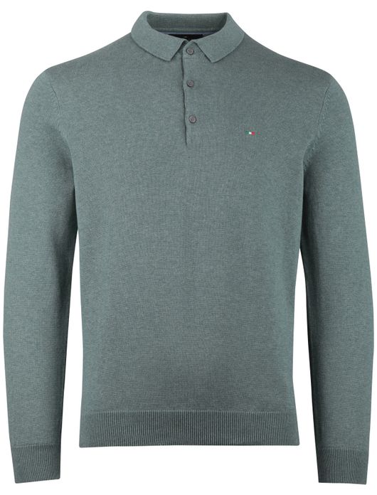 Portofino trui gemêleerd 3 knoops sluiting groen