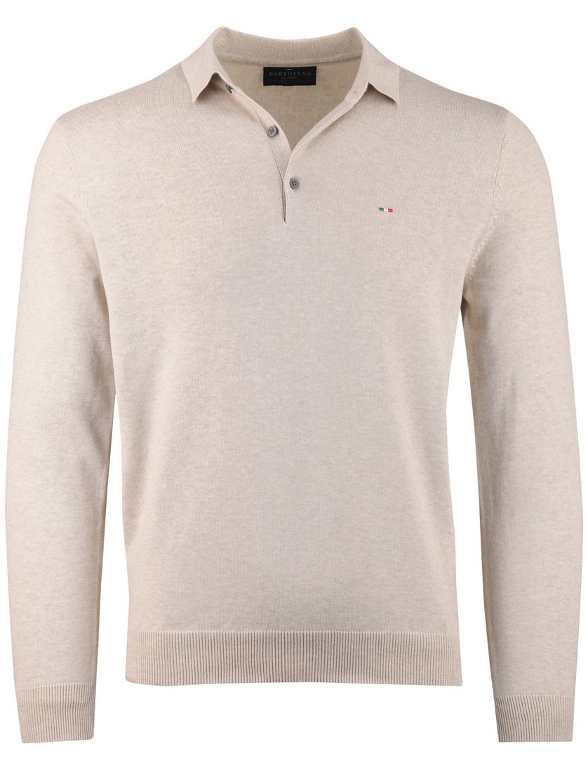 Gemêleerde trui Portofino kraag beige