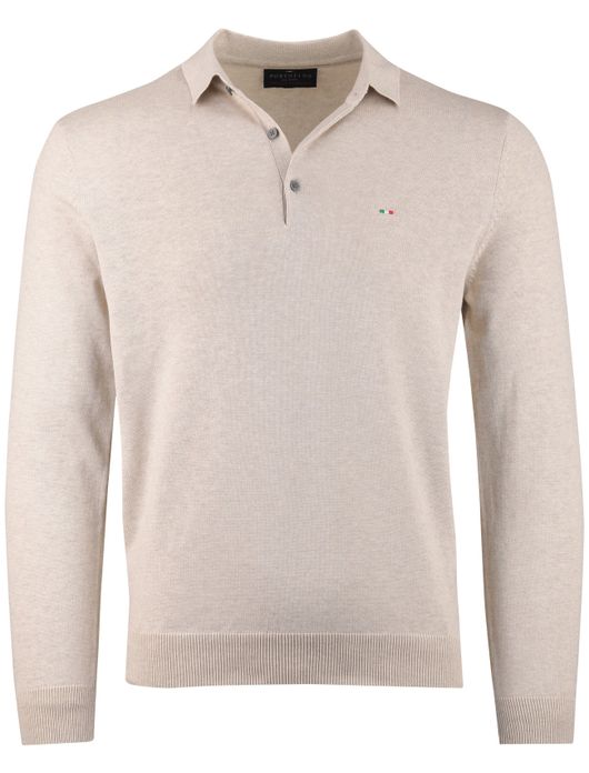 Portofino trui gemêleerd 3 knoops sluiting beige