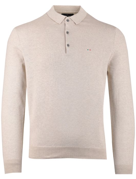Portofino trui gemêleerd 3 knoops sluiting beige