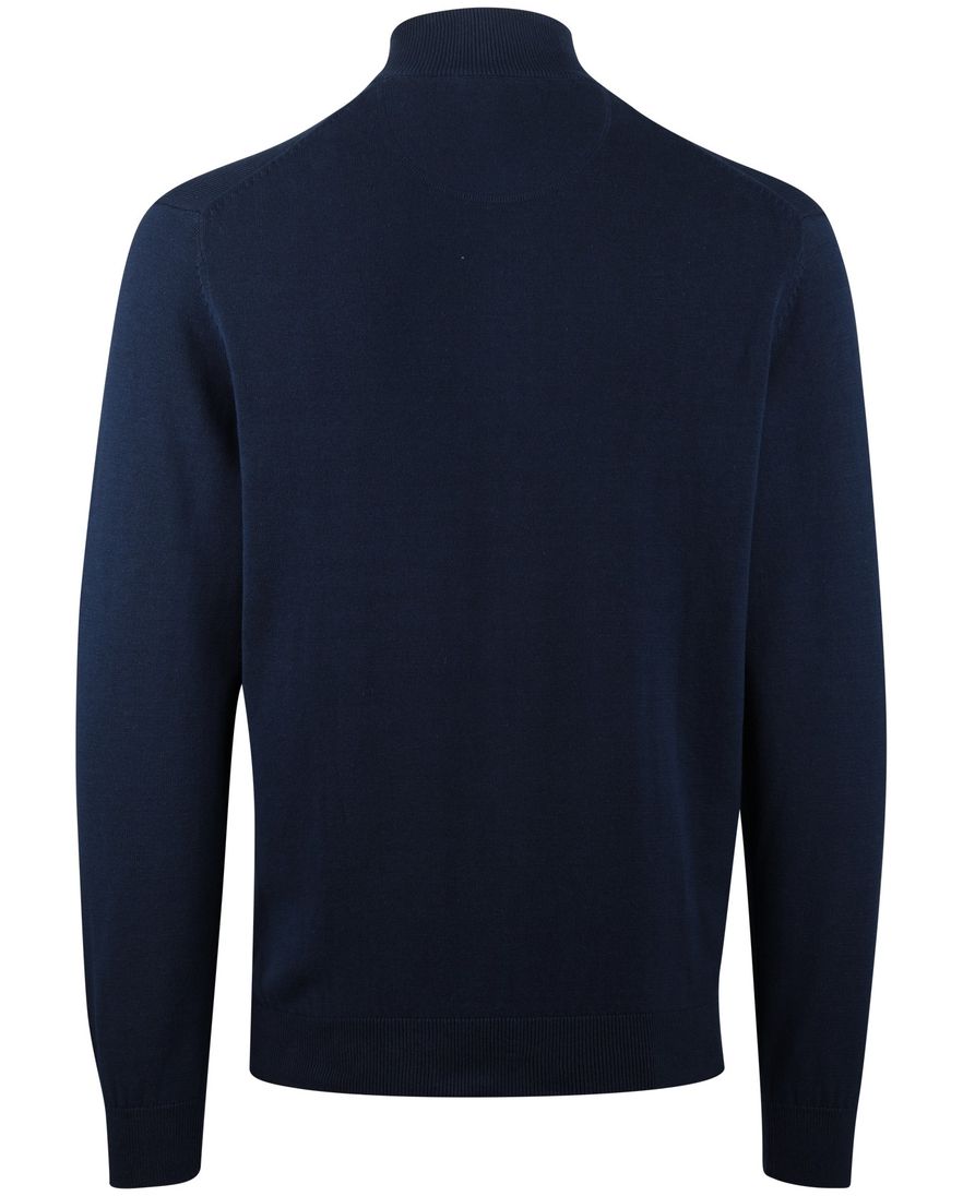 donkerblauwe trui Portofino half zip zwarte rits