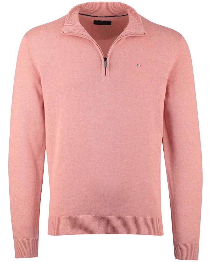 roze trui Portofino half zip normale fit
