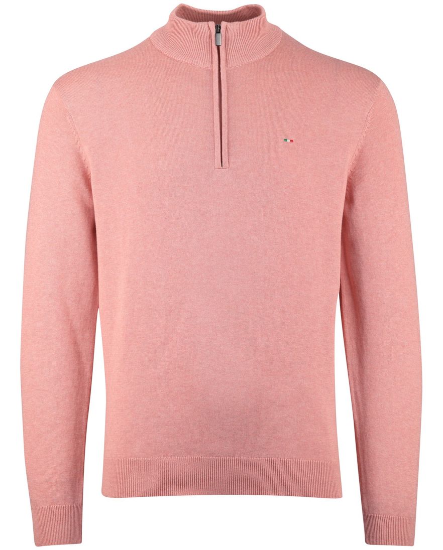 roze trui Portofino half zip normale fit