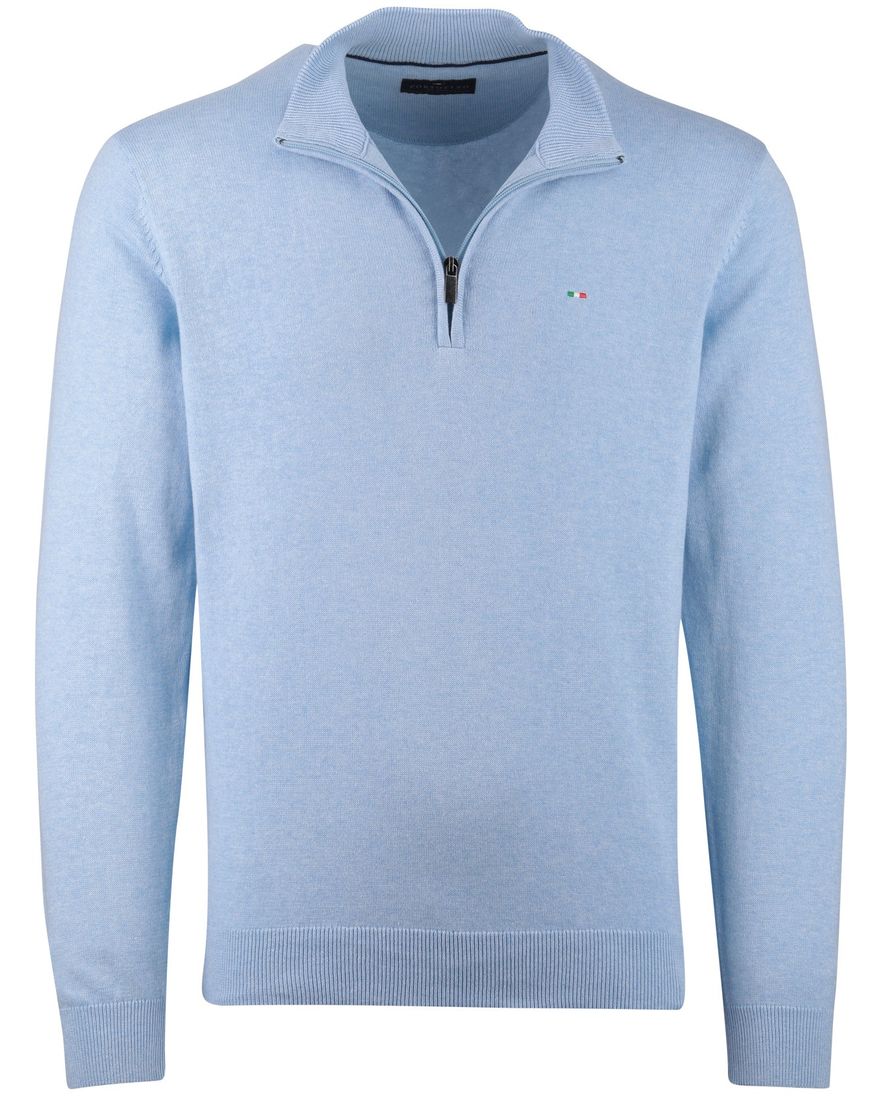 lichtblauwe trui Portofino half zip normale fit