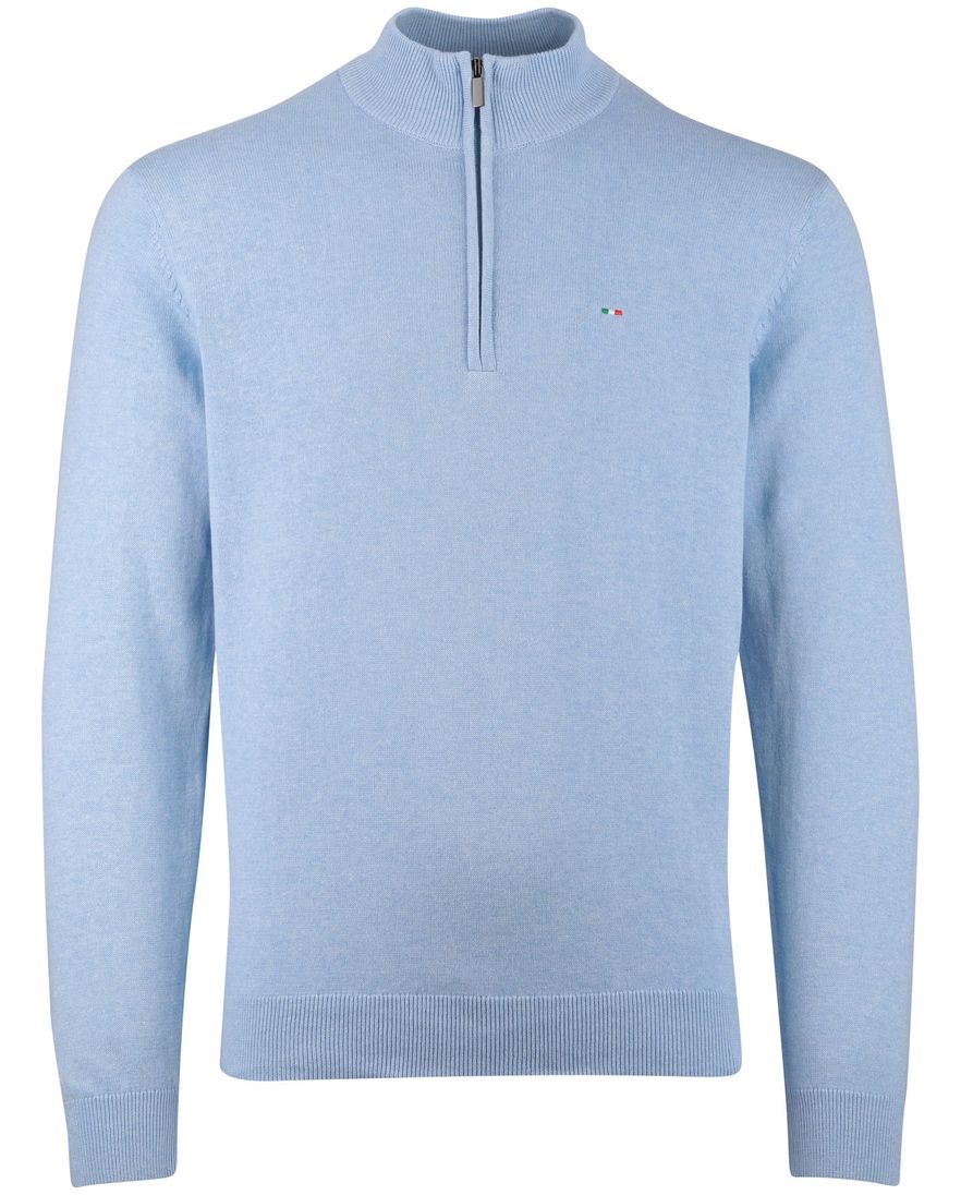 lichtblauwe trui Portofino half zip normale fit