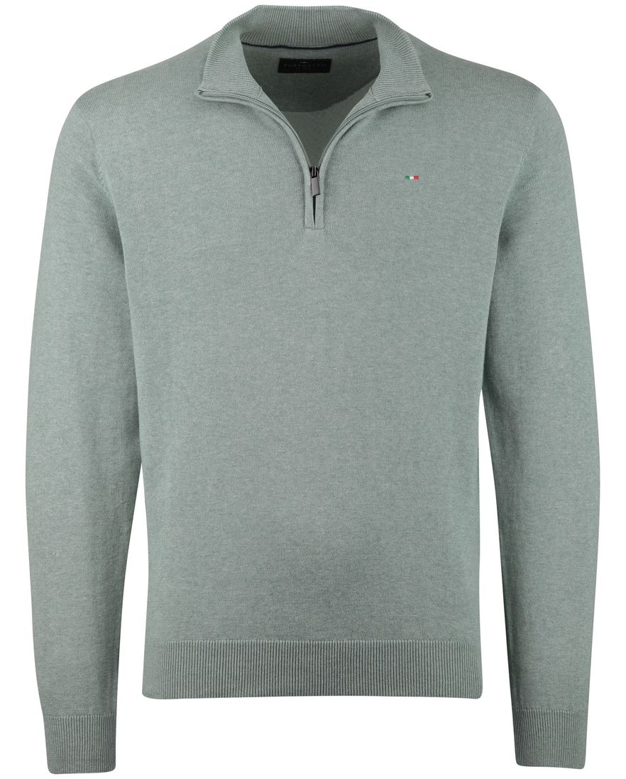 groene trui Portofino grijze rits half zip