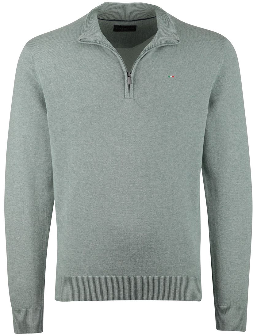trui Portofino half zip groen grijze rits normale fit