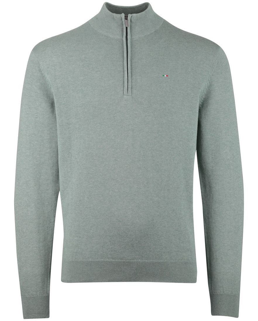 groene trui Portofino grijze rits half zip