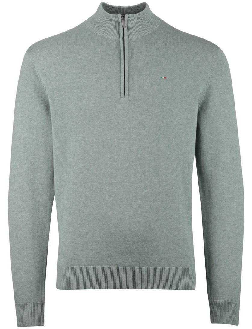 trui Portofino half zip groen grijze rits normale fit
