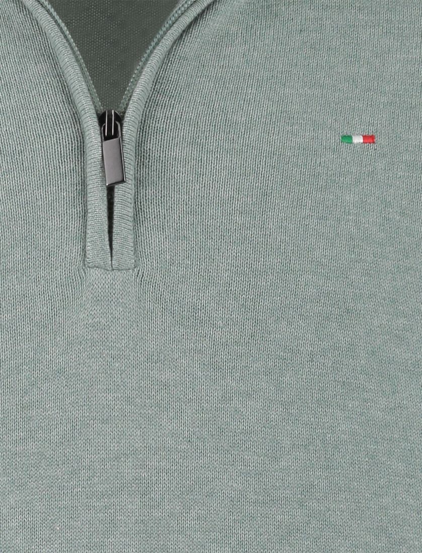 trui Portofino half zip groen grijze rits normale fit