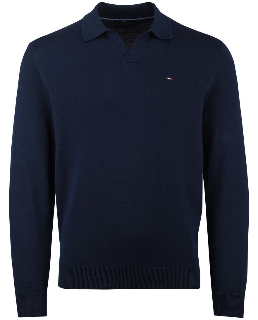 Portofino trui v-hals gemeleerd navy
