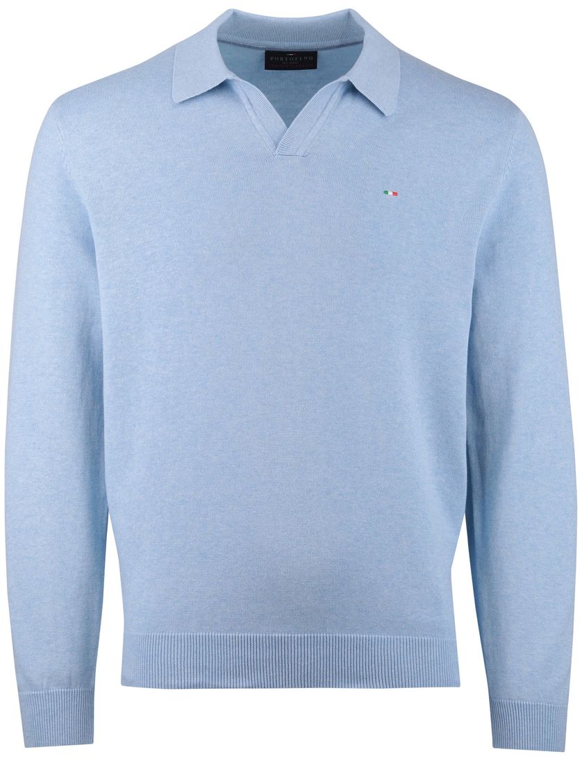 Gemeleerde trui v-hals lichtblauw katoen