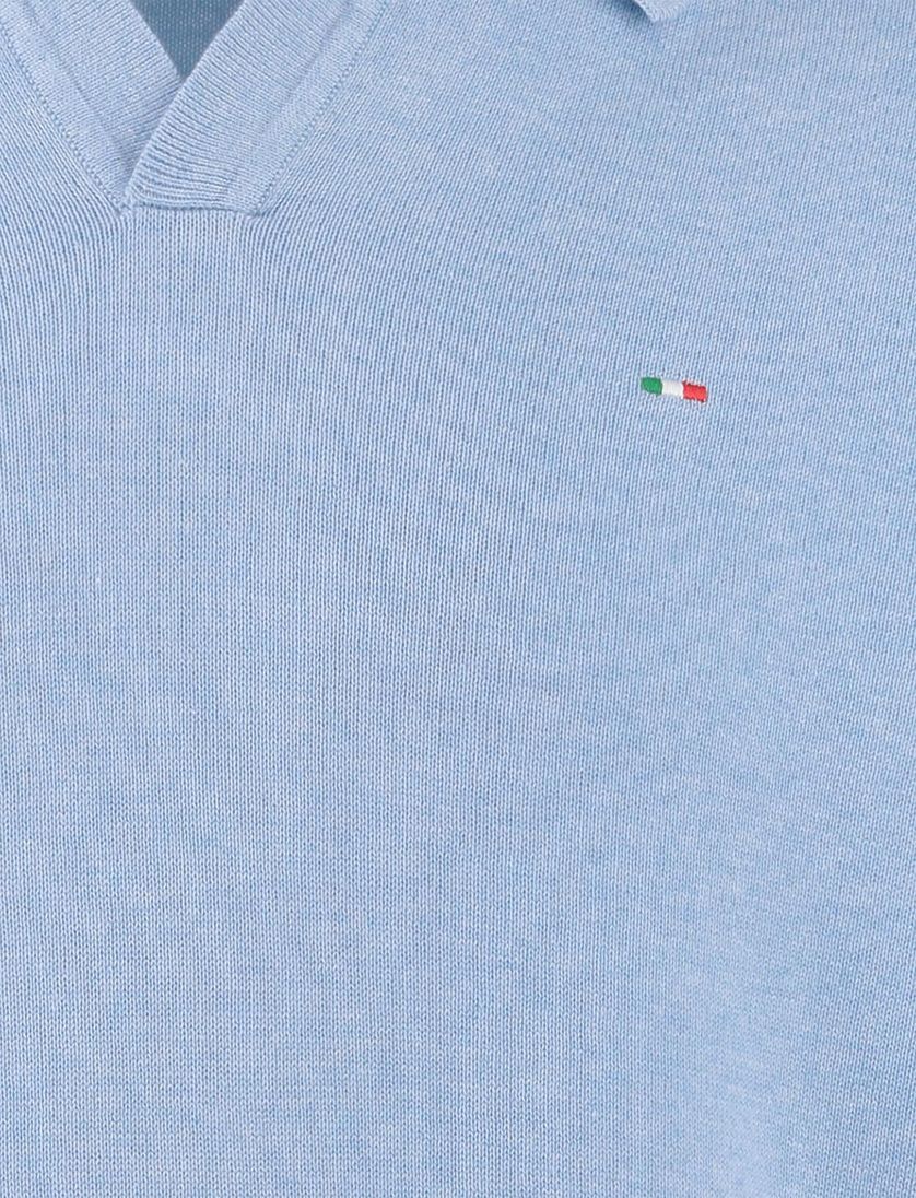 Gemeleerde trui v-hals lichtblauw katoen