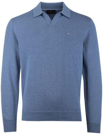 Portofino Gemeleerde trui v-hals blauw katoen