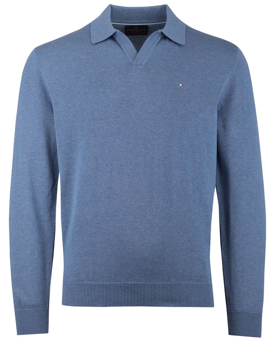 Portofino trui v-hals gemeleerd blauw katoen