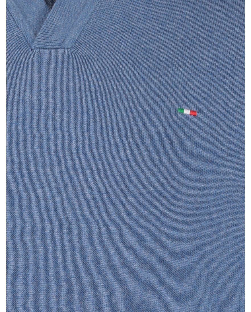Portofino trui v-hals gemeleerd blauw katoen