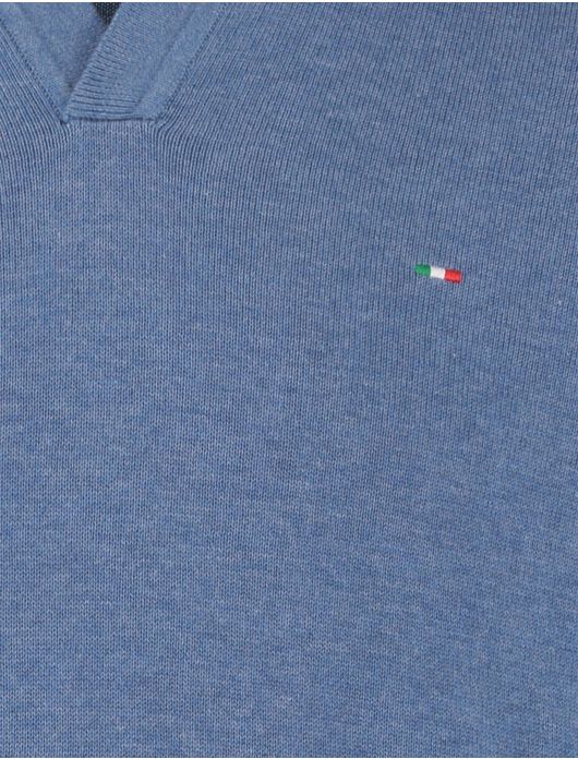 Portofino trui v-hals gemeleerd blauw