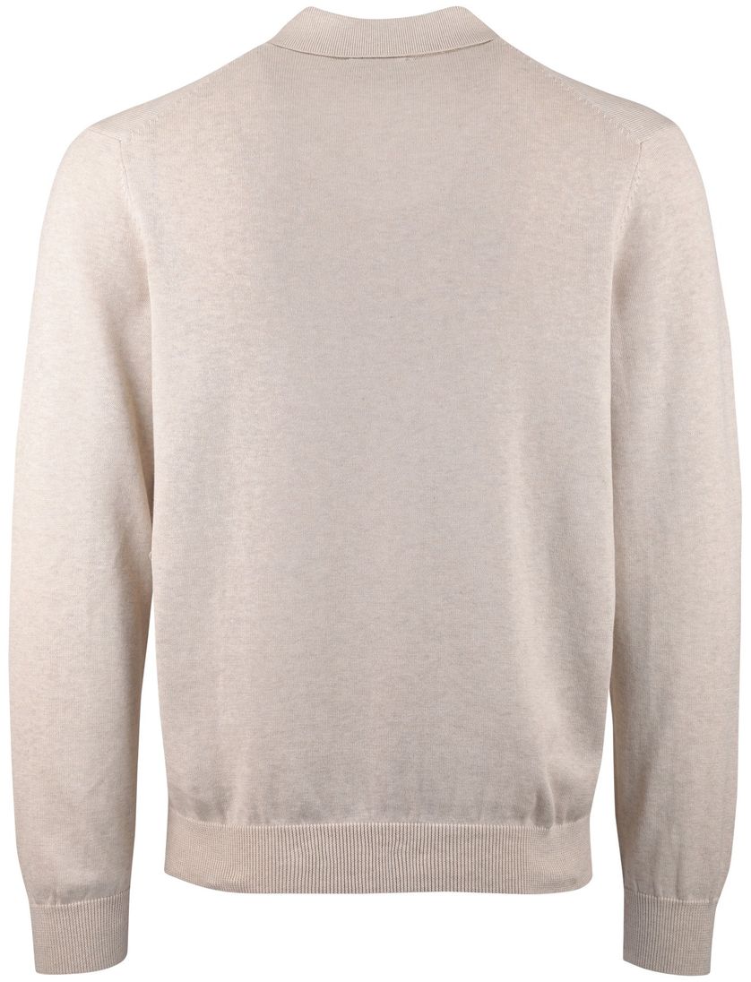 Gemeleerde trui v-hals beige katoen