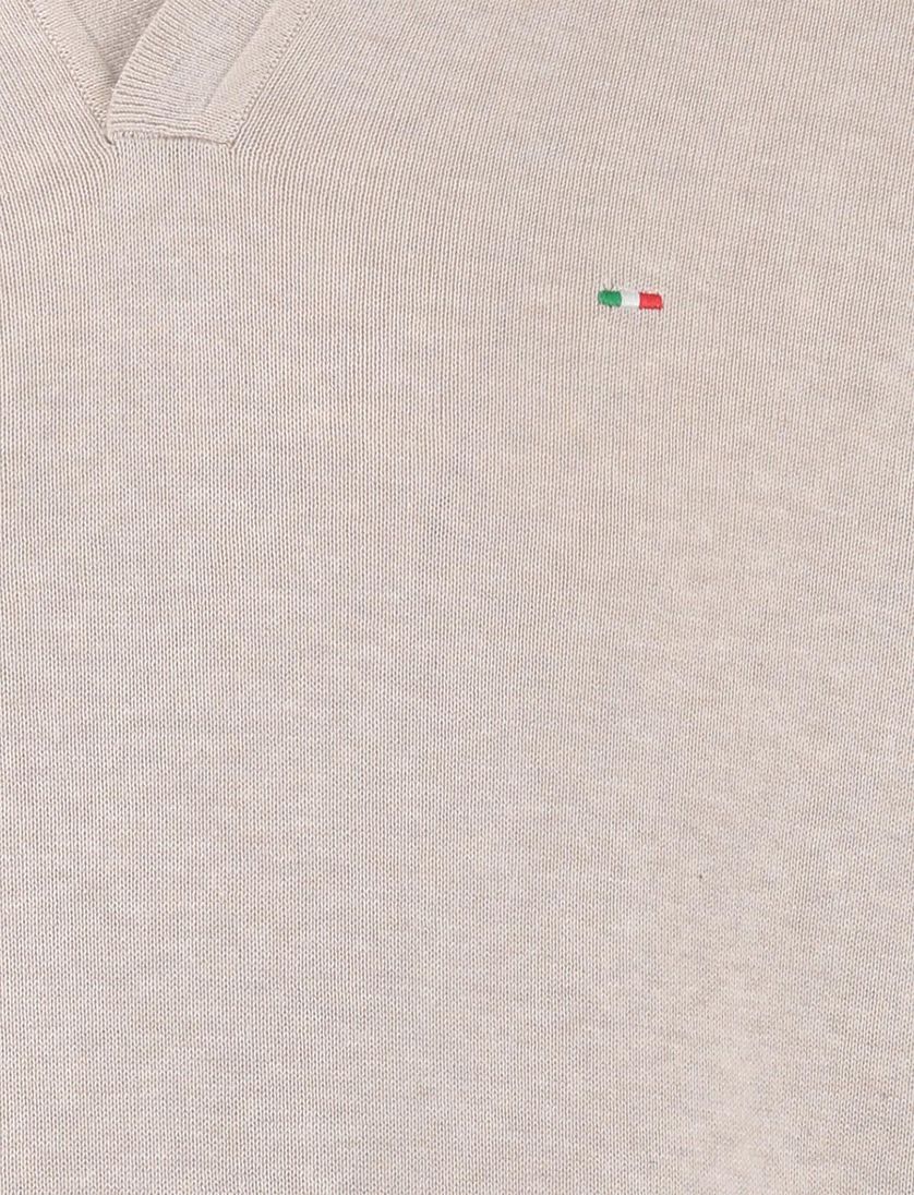 Gemeleerde trui v-hals beige katoen
