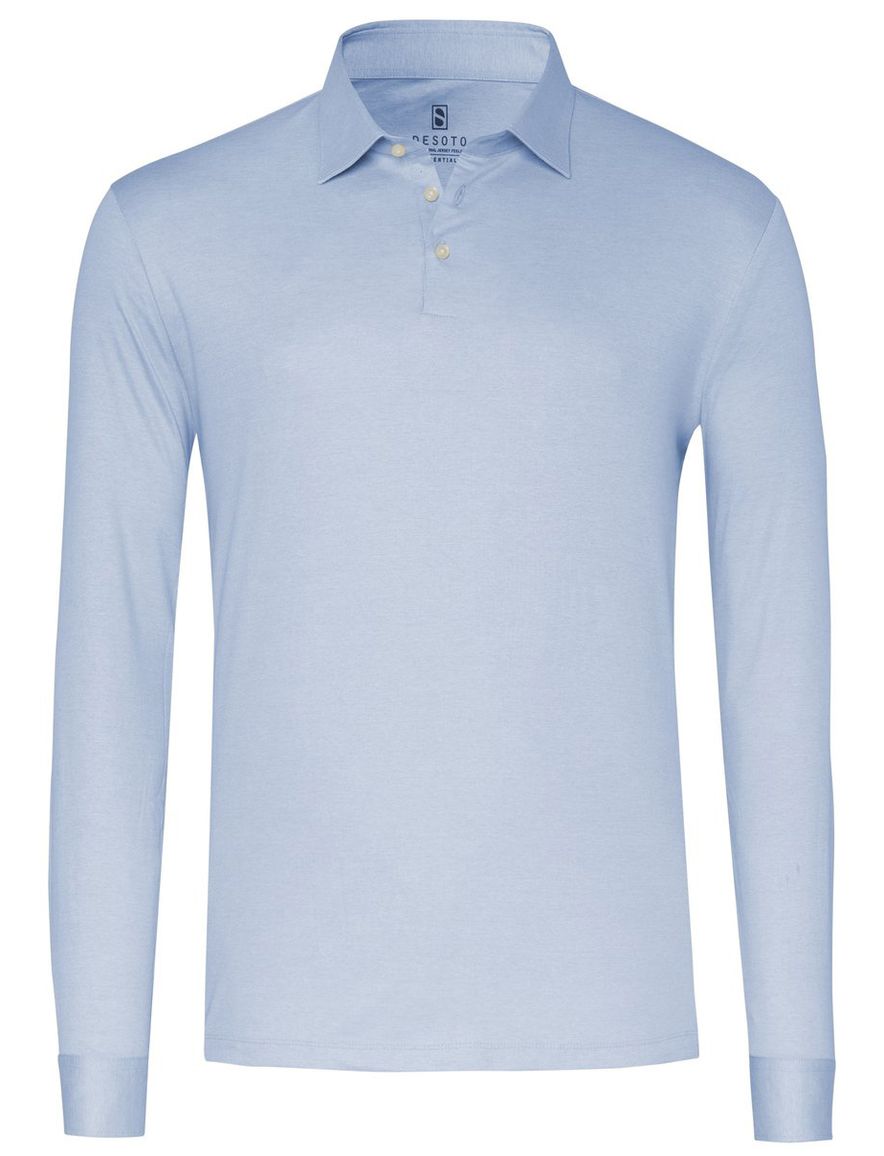 Lichtblauw poloshirt Desoto lange mouw