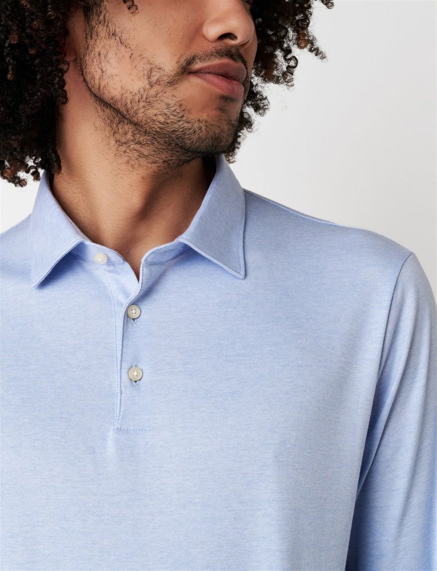 Lichtblauw poloshirt Desoto lange mouw