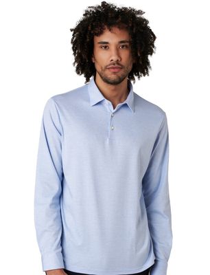 Desoto Lichtblauw poloshirt Desoto lange mouw