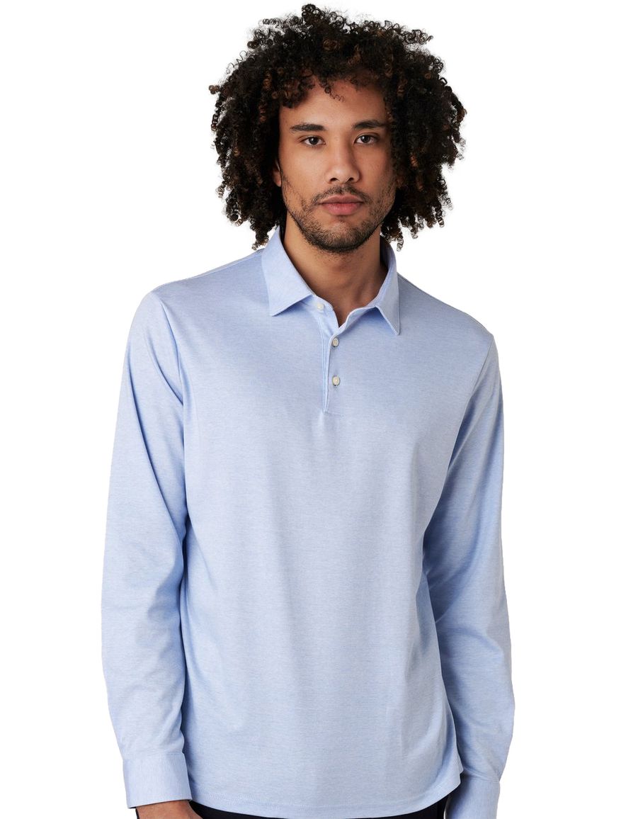 Lichtblauw poloshirt Desoto lange mouw