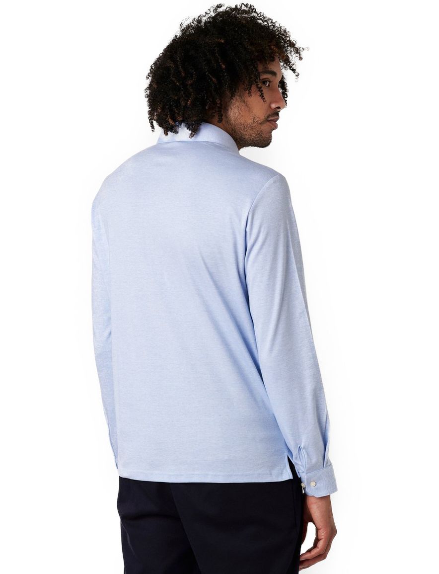 Lichtblauw poloshirt Desoto lange mouw