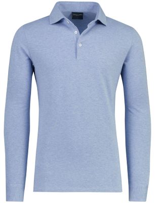 Cavallaro Blauwe gemeleerde Cavallaro poloshirt lange mouw