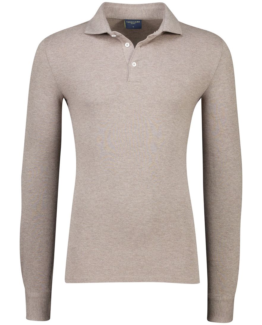 Beige poloshirt Cavallaro Camicia 3 knoop