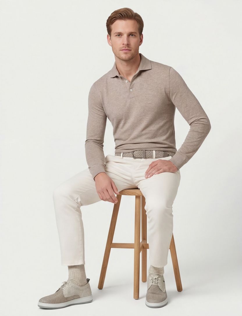 Poloshirt beige Cavallaro Camicia katoen