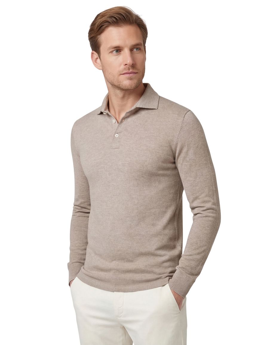 Cavallaro Camicia Polo Bruin lange mouw