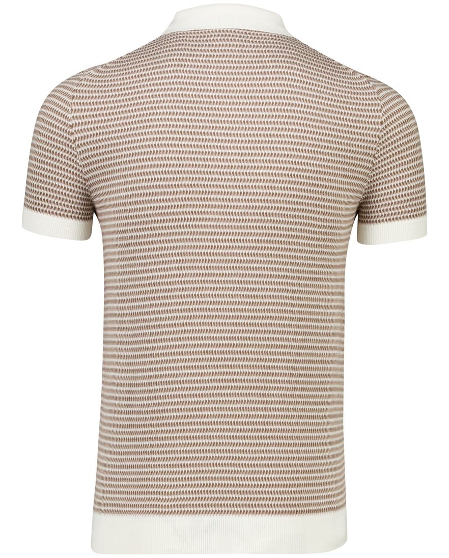Poloshirt Cavallaro Multipo beige wit structuur