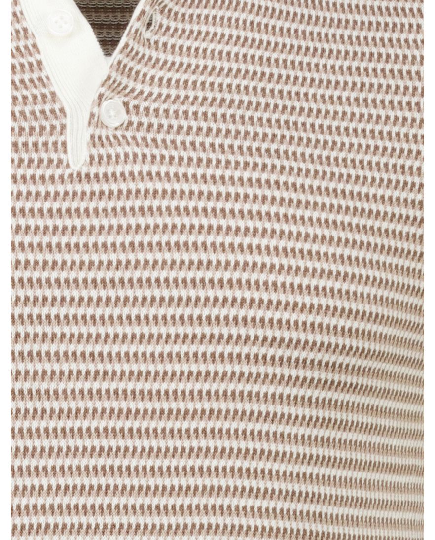 Poloshirt Cavallaro Multipo beige wit structuur