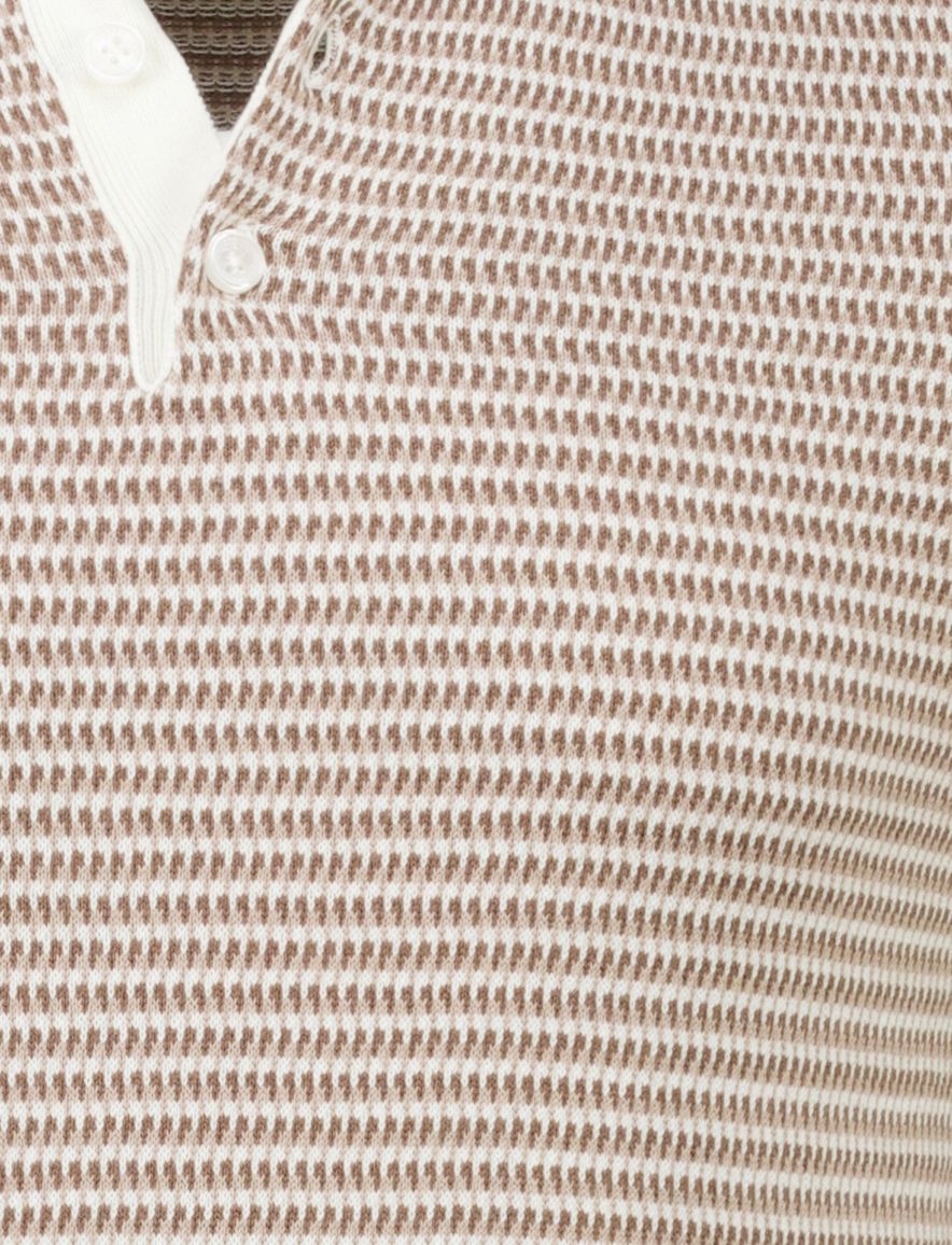 Poloshirt Cavallaro Multipo beige wit structuur