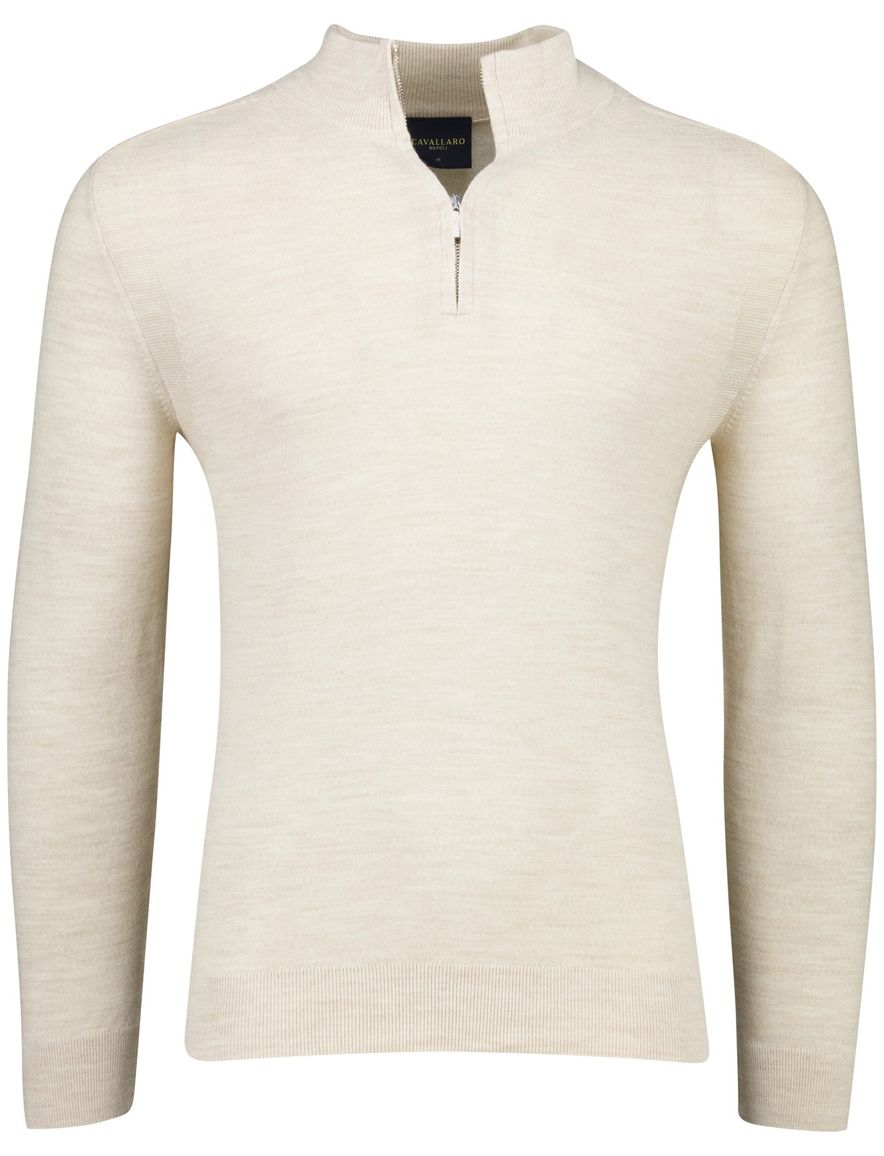 Cavallaro Fantanio half zip trui beige gemeleerd