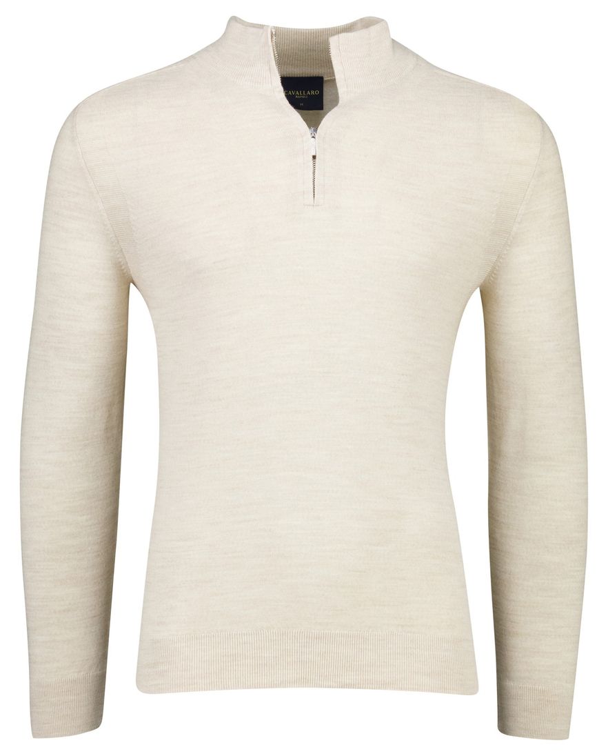 half zip trui beige Cavallaro Fontanio wol