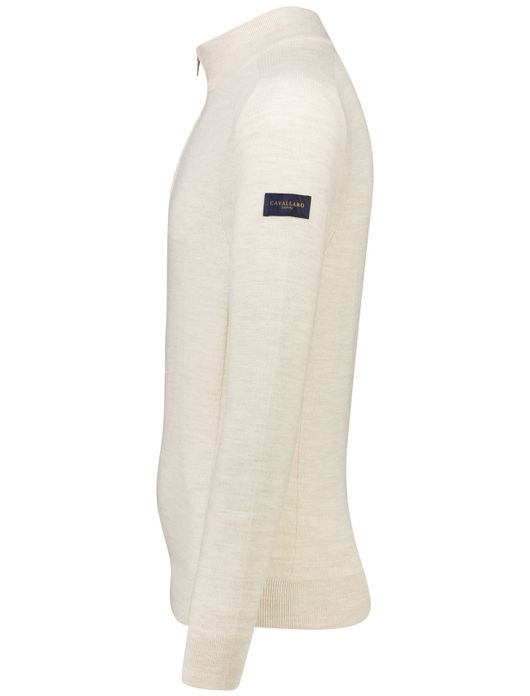 Cavallaro Fantanio half zip trui beige gemeleerd