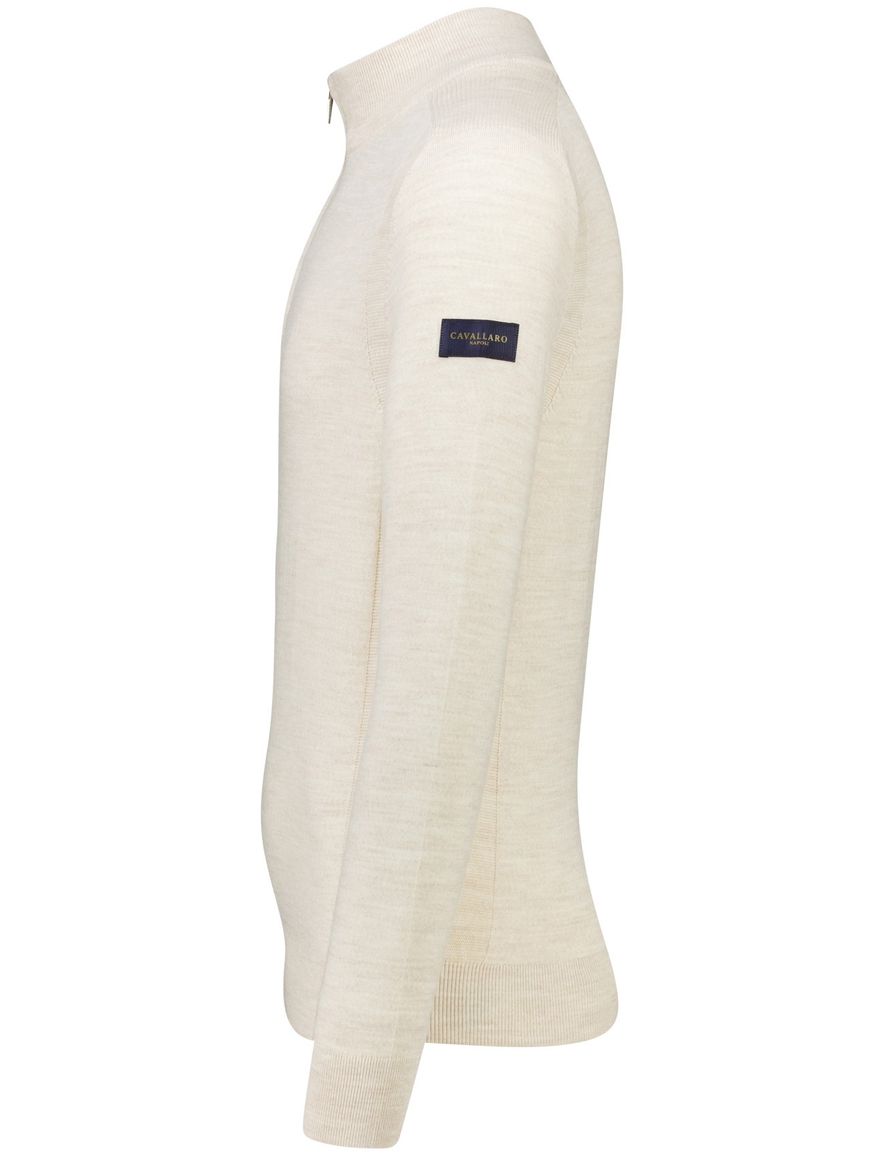 Cavallaro Fantanio half zip trui beige gemeleerd