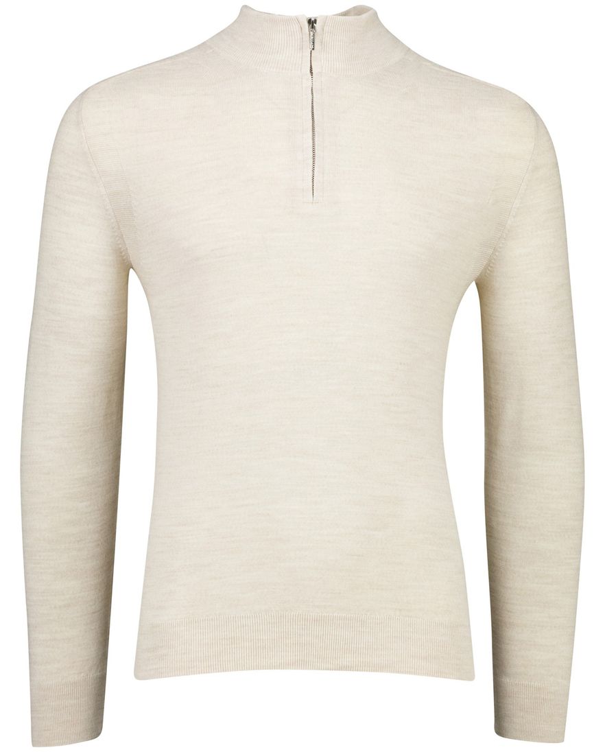 half zip trui beige Cavallaro Fontanio wol