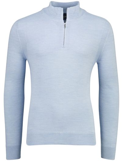 Cavallaro lichtblauw gemêleerd trui Cavallaro Palio half-zip wol