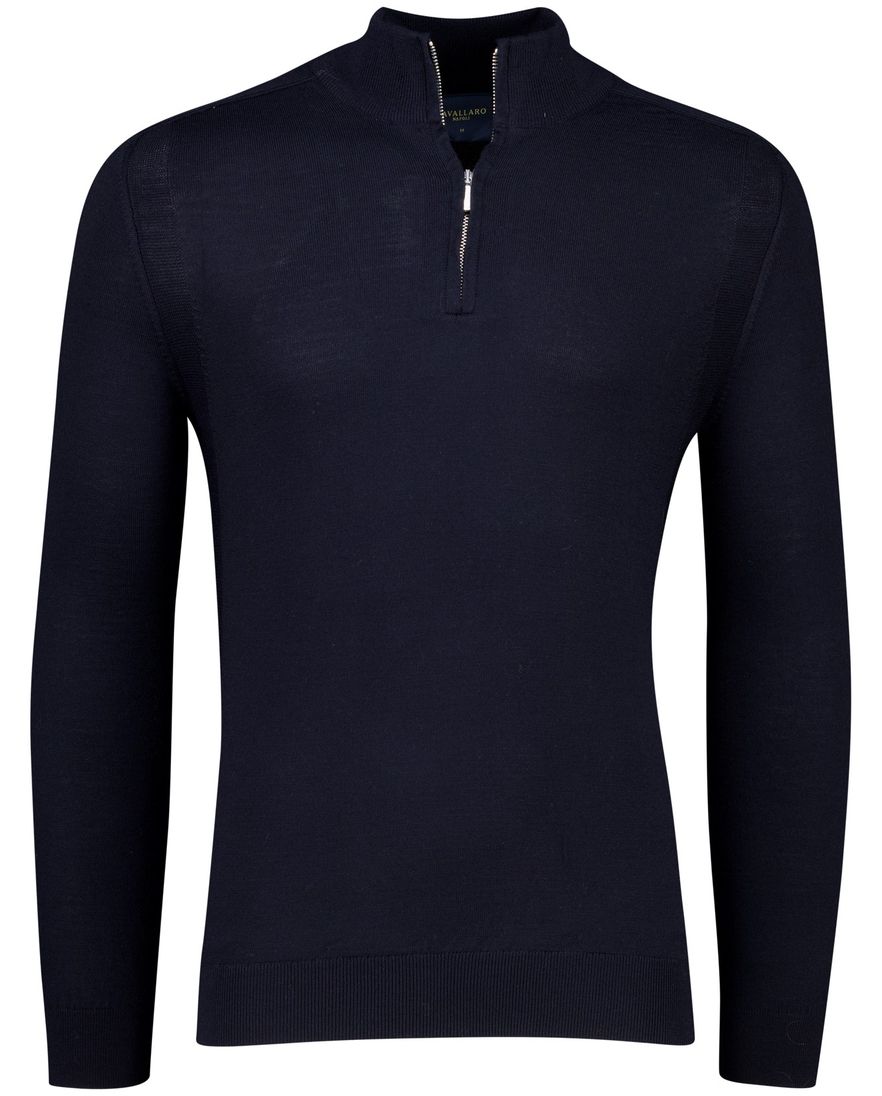 Cavallaro donkerblauwe heren trui met rits hals wol