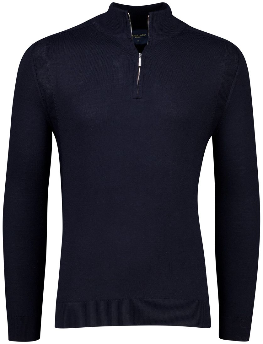 Cavallaro luxe basic trui met opstaande kraag navy